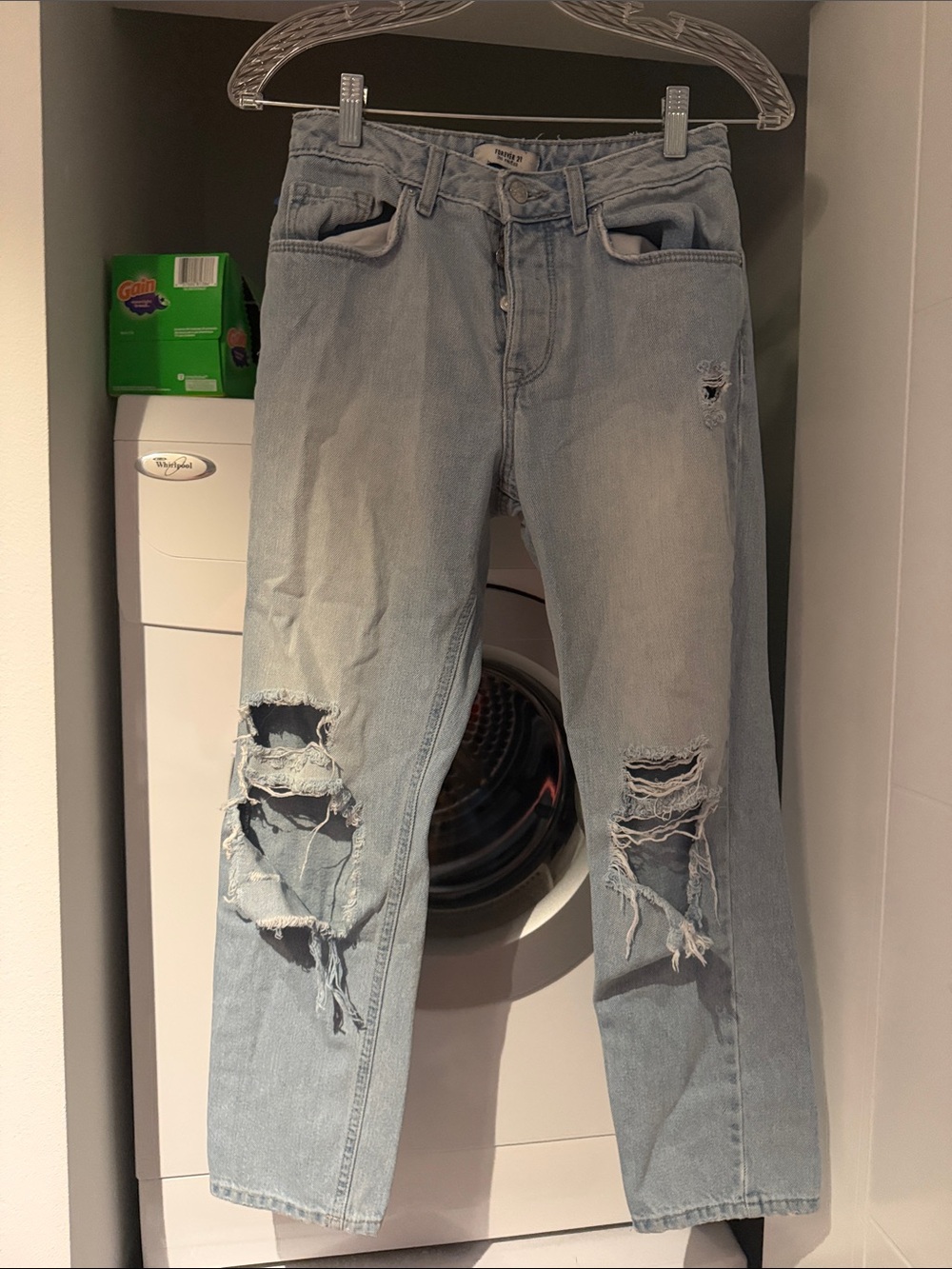 Forever 21 Light Blue Distressed Boyfriend Jeans